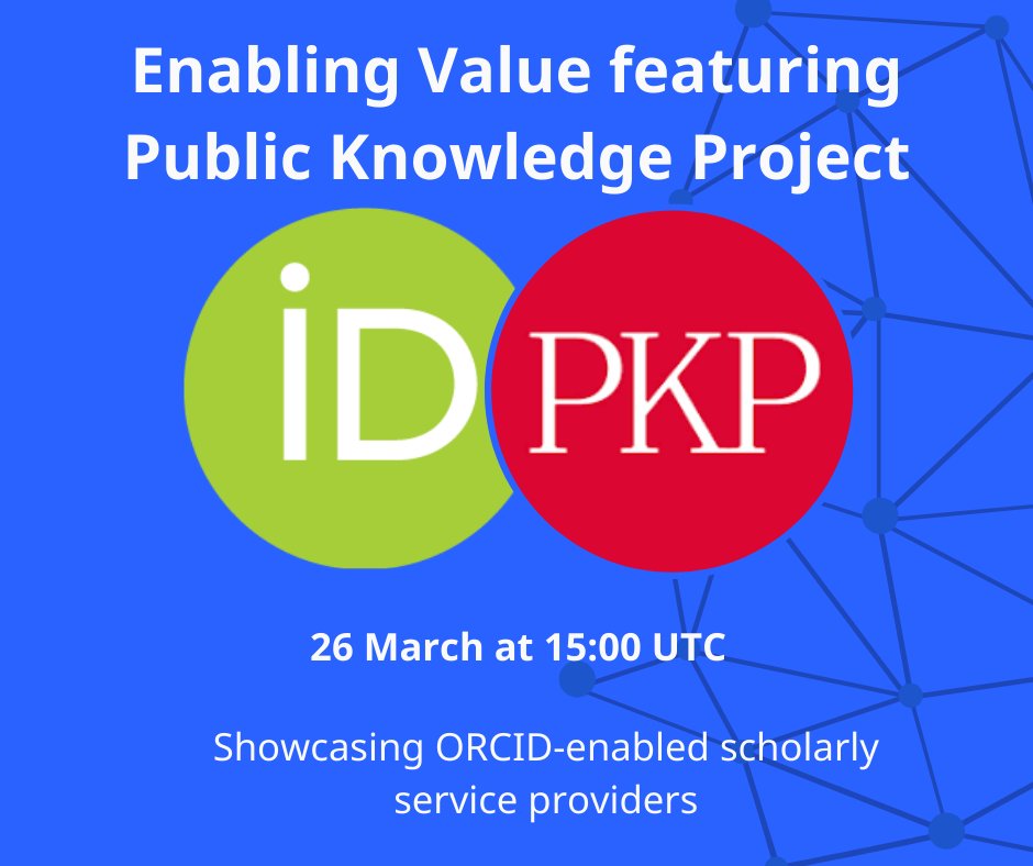 ORCID Organization (@orcid_org) on Twitter photo Save the date 📅 ORCID Certified Service Provider <a href="/pkp/">Public Knowledge Project (PKP)</a> joins us for a webinar on 26 March.
In this session, learn about Open Journal Systems (OJS) and Open Preprint Server (OPS).
Don’t miss this webinar! bit.ly/4bHpQ4Q Save the date 📅 ORCID Certified Service Provider <a href="/pkp/">Public Knowledge Project (PKP)</a> joins us for a webinar on 26 March.
In this session, learn about Open Journal Systems (OJS) and Open Preprint Server (OPS).
Don’t miss this webinar! bit.ly/4bHpQ4Q
