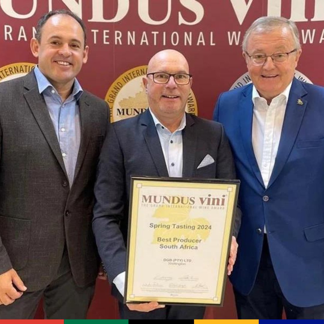 Congratulations to DGB for being recognised as the 'Best South African Producer' for the third consecutive year at the 34th Great International Wine Award MUNDUS VINI presented at ProWein this week.

#SouthAfricaWine #SAWine #Prowein2024