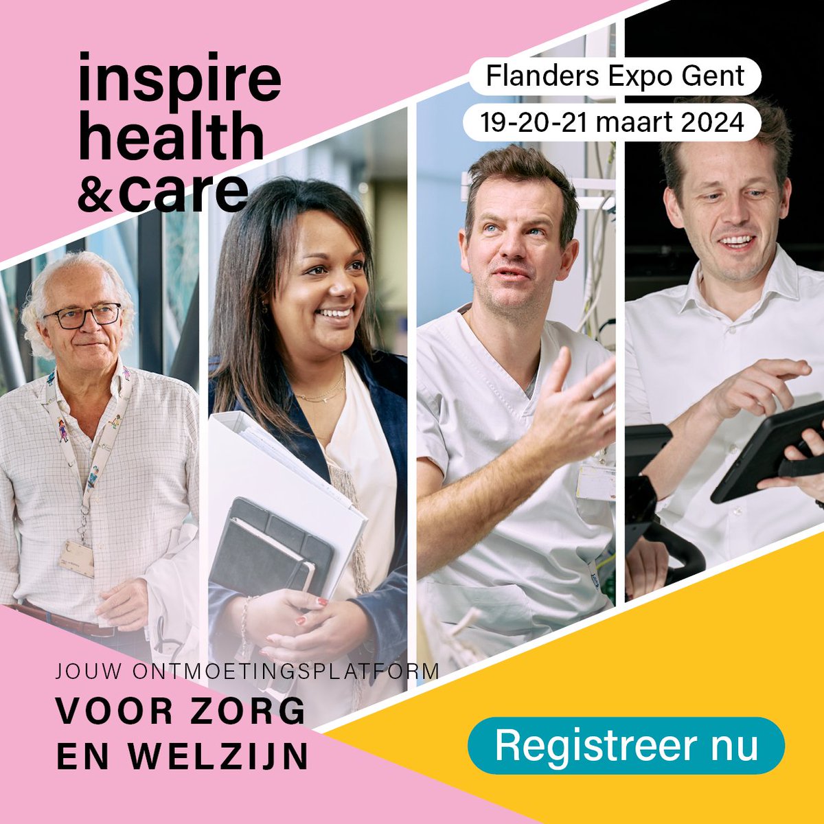 Op 19-20-21 maart vindt inspire health&care, hét ontmoetingsplatform voor zorg en welzijn, plaats in Flanders Expo Gent. Gedurende deze 3 dagen geven we inspirerende sessies over verschillende thema’s. Registreer je nu voor inspire health&care: register.visitcloud.com/survey/1javy4p…