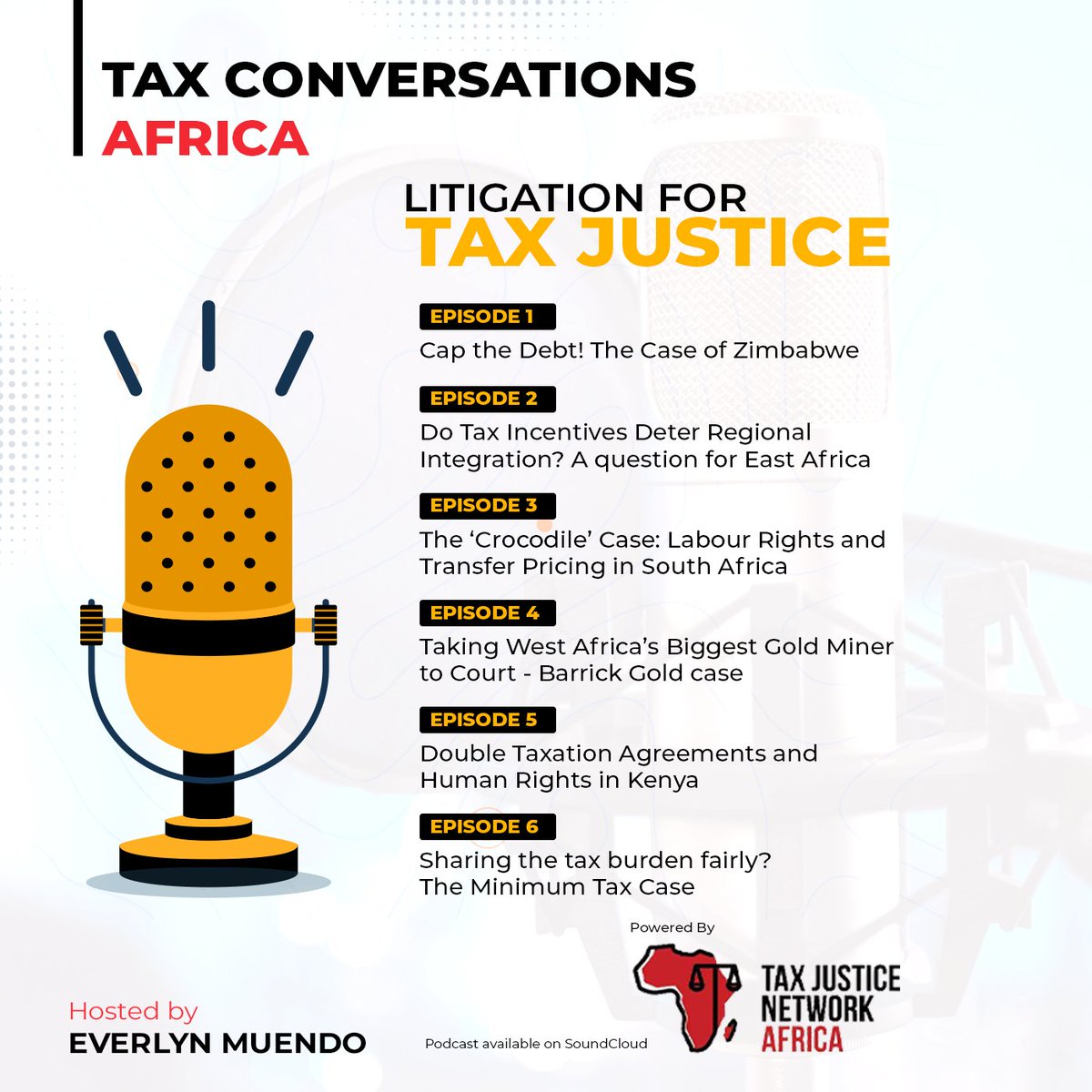 Coming up on #TaxConversationsAfrica podcast series! Let’s talk about how citizens can use public interest litigation to fight illicit financial flows. Here is what to expect 👉 tjna.me/43fi6Dj #TaxJusticeAfrica Like, comment, share