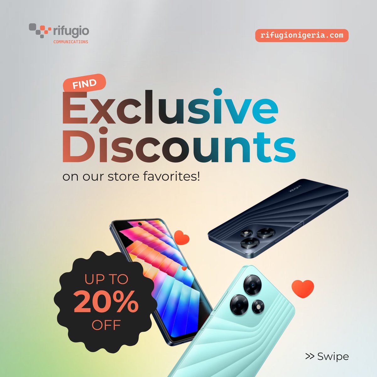 RifugioNigeria's tweet photo. Take advantage of our incredible discounts on popular brands such as Infinix, Tecno, and Redmi.
Click https://t.co/lP2wTsOaVZ to shop or visit any of our stores.
#rifugio #rifugionigeria #shopmobile #massivediscount #clearancesales https://t.co/BurC96Qr9t