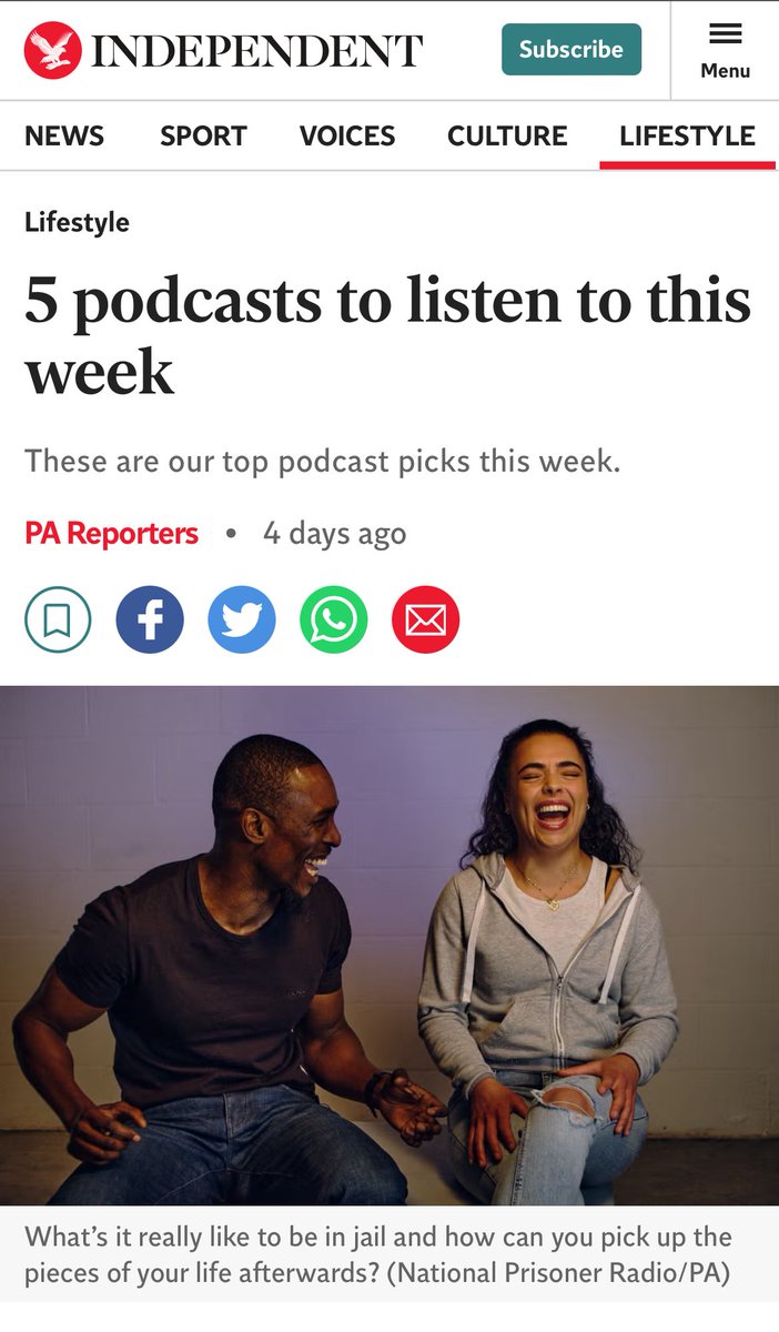 Special thanks to @Independent for mentioning @AftePrisonPod in their top 5 pods this week & @Sunday_Post for featuring us in their pick of pods too! It’s amazing when your working is recognised and highlighted! A proud moment #LifeAfterPrison