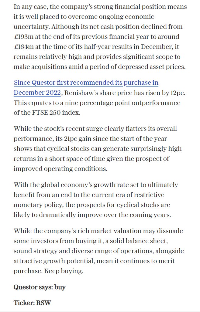 entrustTMF's tweet image. Questor Says BUY Renishaw #RSW