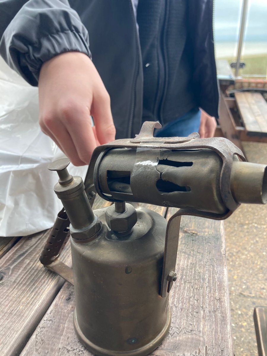 My son couldn’t leave a thrift store in #cromer without an antique ?blow torch to decorate his fort. Wondering if <a href="/TSA/">TSA</a> will allow it back into the States in checked luggage? 🤣🙏
