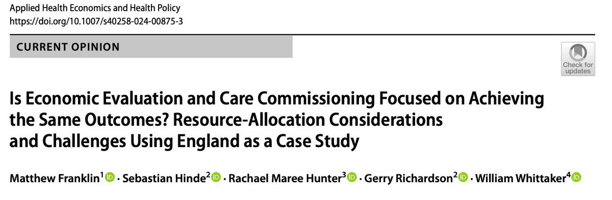 A smorgasbord of health economists and their thoughts on how to bridge gaps between commissioning and economic evaluation. 

Available here: link.springer.com/article/10.100…