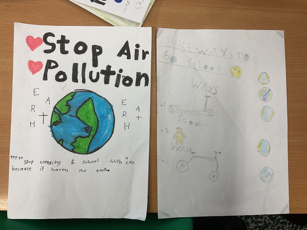 MayflowerSch's tweet photo. We made posters to encourage walking, cycling and scootering to school. #Rousseau @Sustrans #BigWalkandWheelWeek https://t.co/ml96cAkIlt