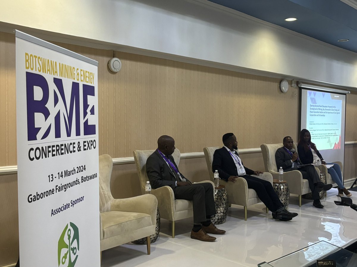 BotswanaBMEExpo's tweet photo. Opening panel discussion at Botswana Mining &amp; Energy Conference &amp; Expo with speakers from Botawana and the SADC region sharing their expertise. https://t.co/kma9ilDZNK