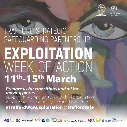 Week of action – Protect us as our corporate parents
Tackling child exploitation is everyone’s responsibility, we need your help
#TraffordWoAExploitation @Traffordsafe