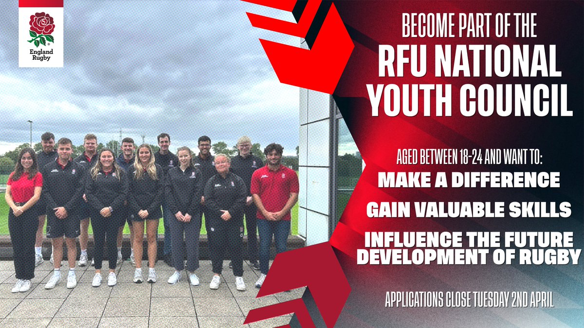 Aged 18-24 &amp; want to help shape the development of Rugby?  

Applications are now open for The RFU National Youth Council - englandrugby.com/news/article/m…