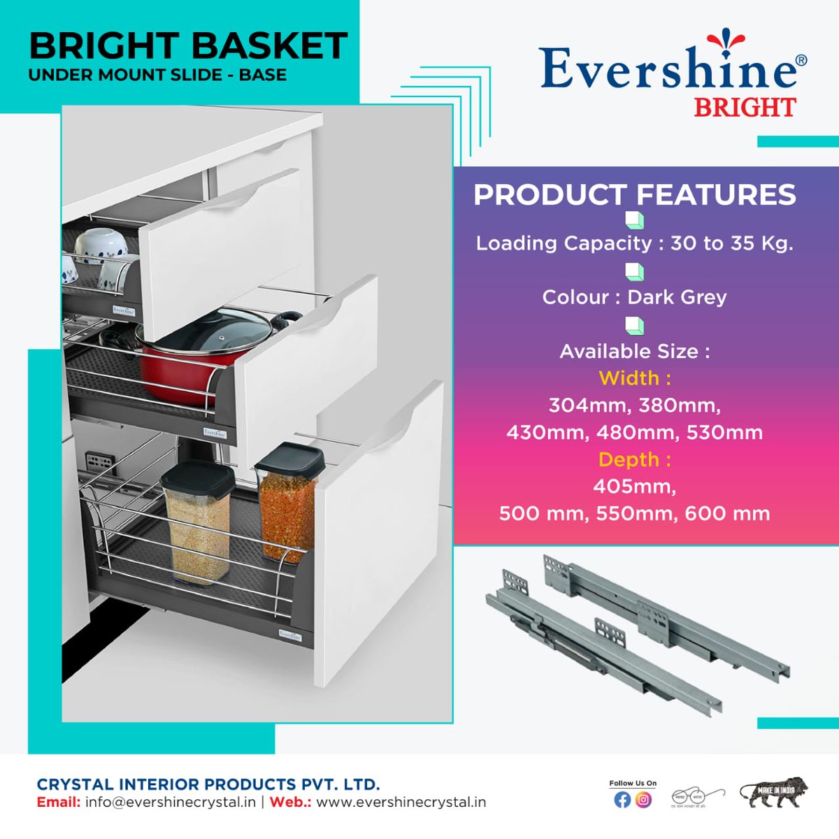 Looking to brighten up your storage solutions? Check out Evershine's Under Mount Slide Base Bright Basket!
#Evershine #KitchenUpgrade #EvershineBrightBasket #OrganizationGoals #KitchenInnovation #EvershineStorage #ModernLiving #KitchenInspiration