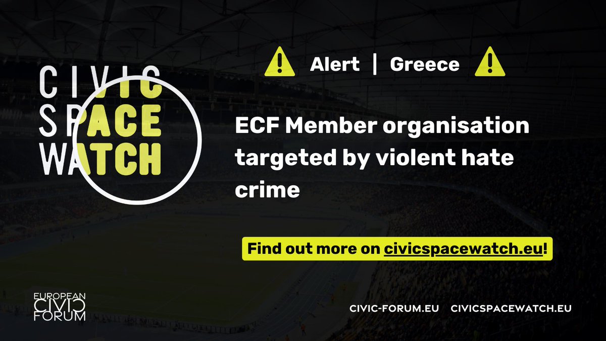 ⚠️#CivicSpaceWatch alert⚠️ On 11/2, a member of the Ivorian Community of Greece was violently attacked in a racist #HateCrime . Shockingly, the community members were themselves arrested, accused of having perpetrated attacks. We strongly condemn the attack and arrests.