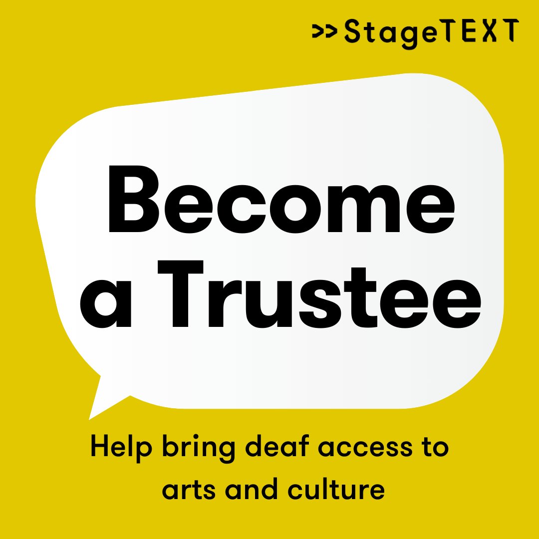 Stagetext's tweet image. Do you possess expertise in HR, AI and Technology, Fundraising, Advocacy and Engagement, or Training Development? We&apos;re actively seeking new Trustees with these skills to enrich our team here at Stagetext: ow.ly/x8pL50QRGOS #trustee #stagetext #arts #access