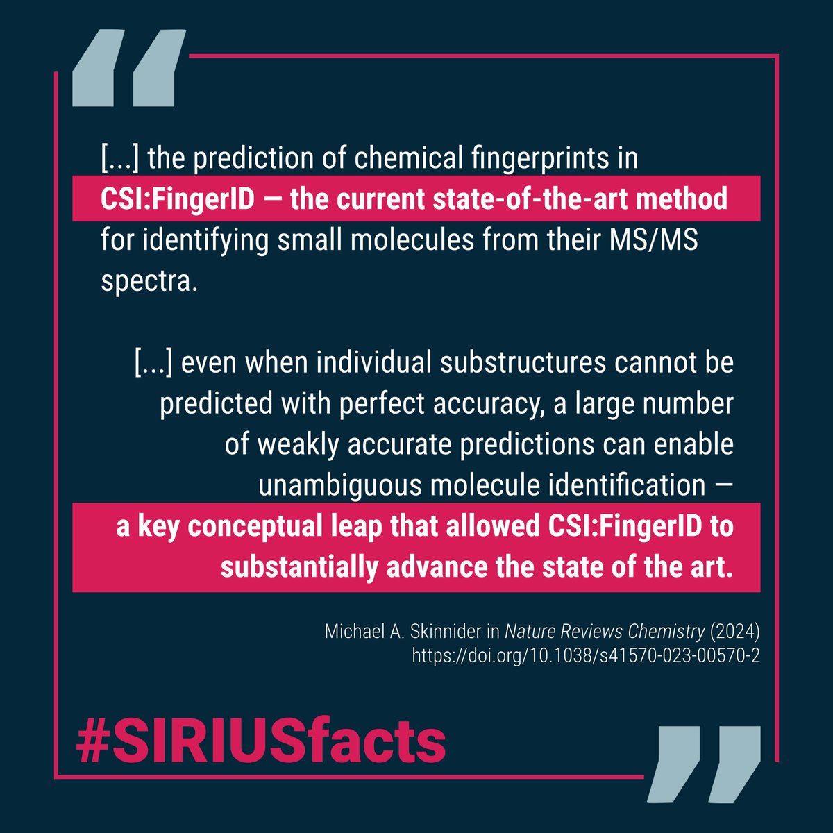 #SIRIUSfacts: The first #machinelearning approach to predict the presence/absence of key chemical substructures from #MS2spectra is >30 years old. Discover the crucial conceptual leap that propels #CSIFingerID to the forefront in #smallmolecule ID: doi.org/10.1038/s41570…