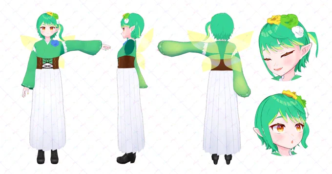  #3月のVTuberフォロー祭り セルフイラスト3Dモデリング一般エルフ緑髪はいいぞ何か作るのは楽しいぞ巡回します! 