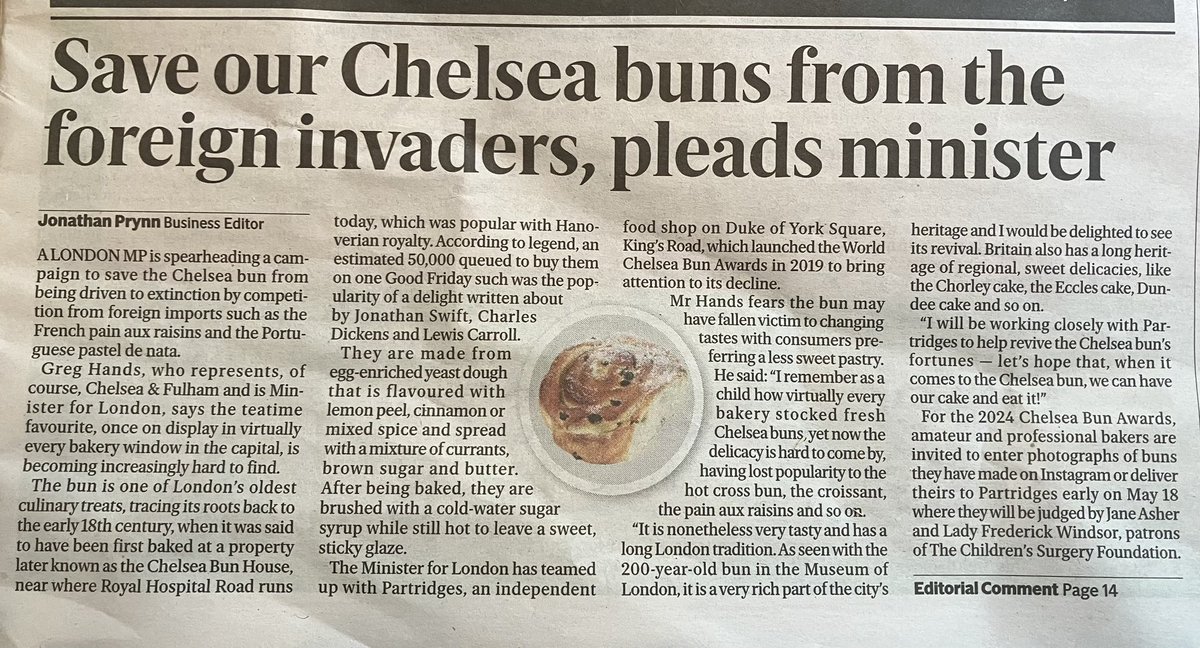 Glad to see the Minister for London is addressing himself to one of the most pressing concerns of the day. And as for those those Viking marauders - cinnamon and cardamom buns… words fail #chelseabuns