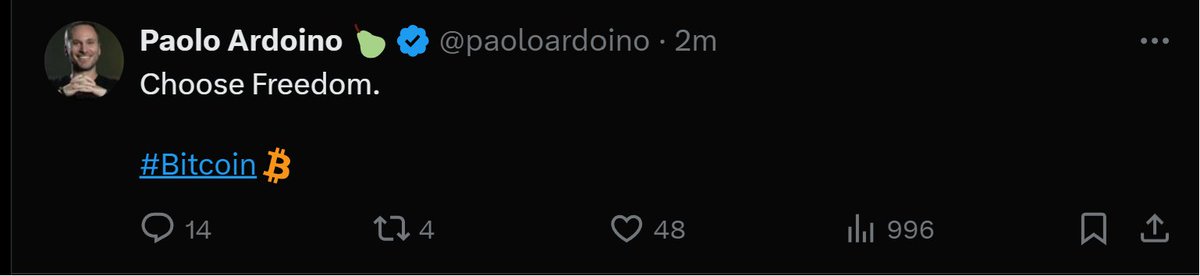 Opcode_Network's tweet photo. Paolo's "freedom" is a completely dysfunctional scamcoin that has nothing to go for it than being the biggest pyramid scheme in history.
#DeleteBTC #DeleteLN #DeleteUSDT https://t.co/5LcUyteTYw