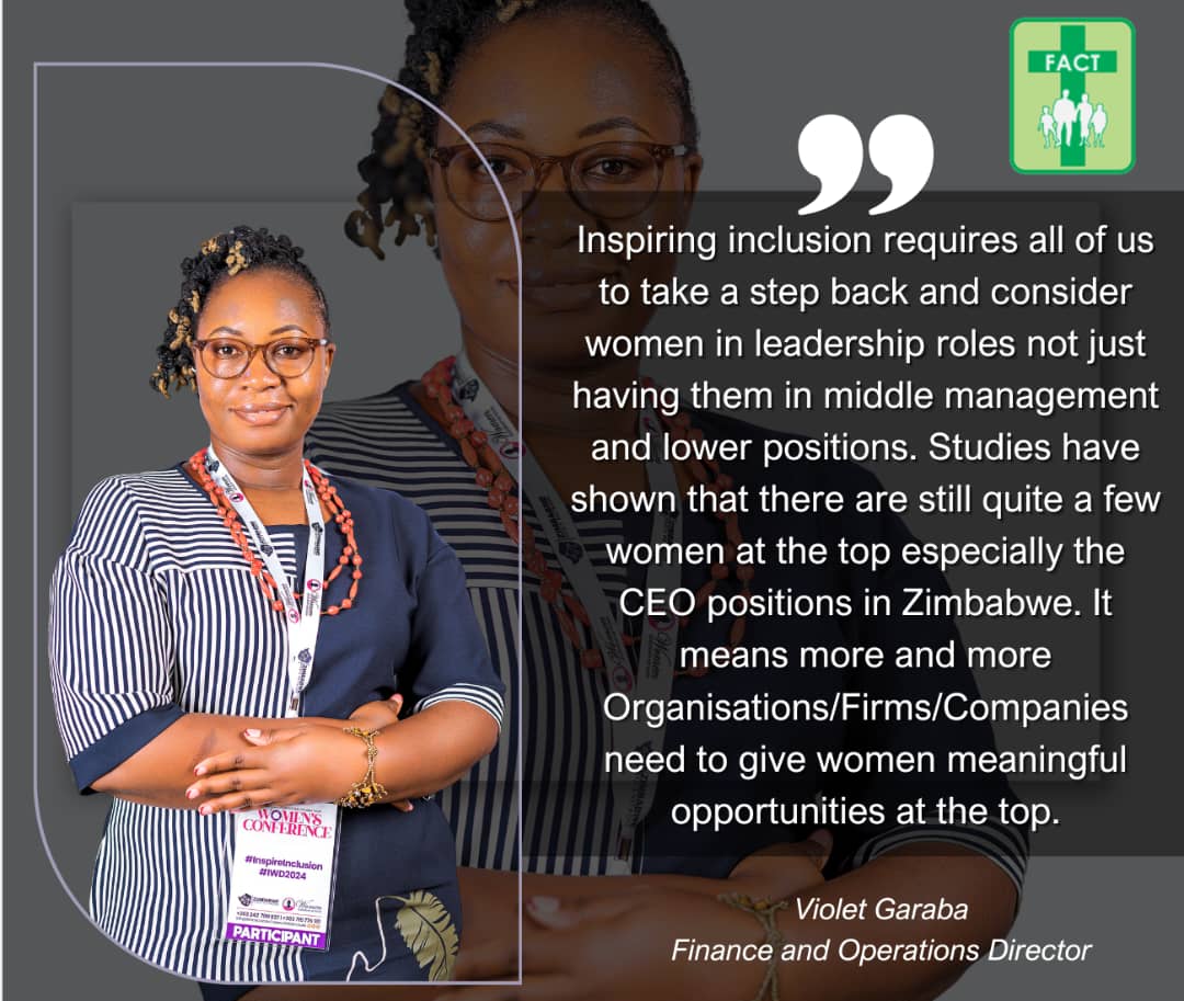 Still in the spirit of celebrating phenomenal women, we are shining the spotlight on @FACTzim Finance & Operations Director, V. Garaba. Recently, she won the Zimbabwe CEO's network Super Platinum Award in the category of women in accounting & finance. #InspireInclusion #IWD2024