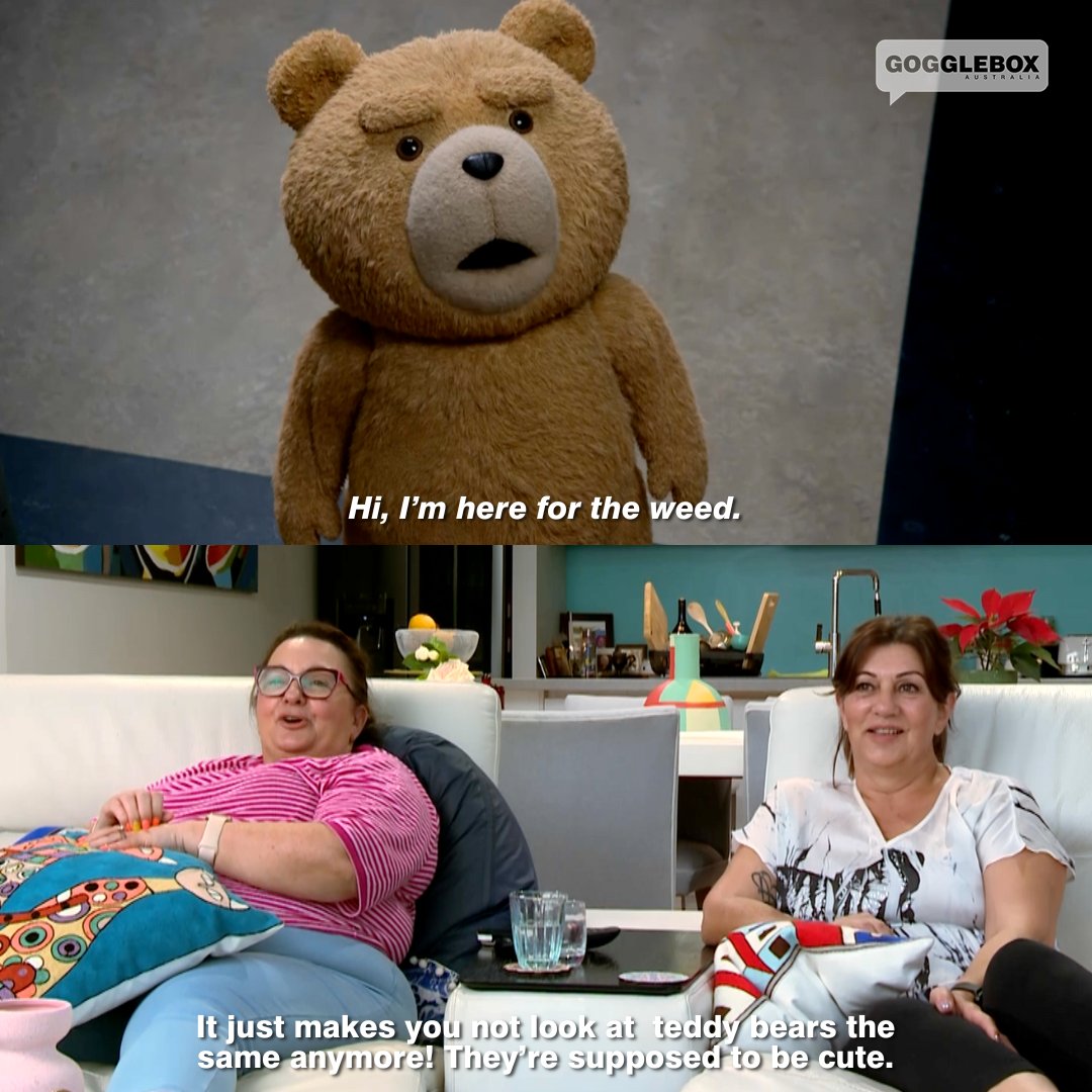 GoggleboxAU's tweet photo. Ted has reached his target audience! 🧸 #GoggleboxAU @SethMacFarlane #Ted #TedShow https://t.co/mv7bqMYO2F