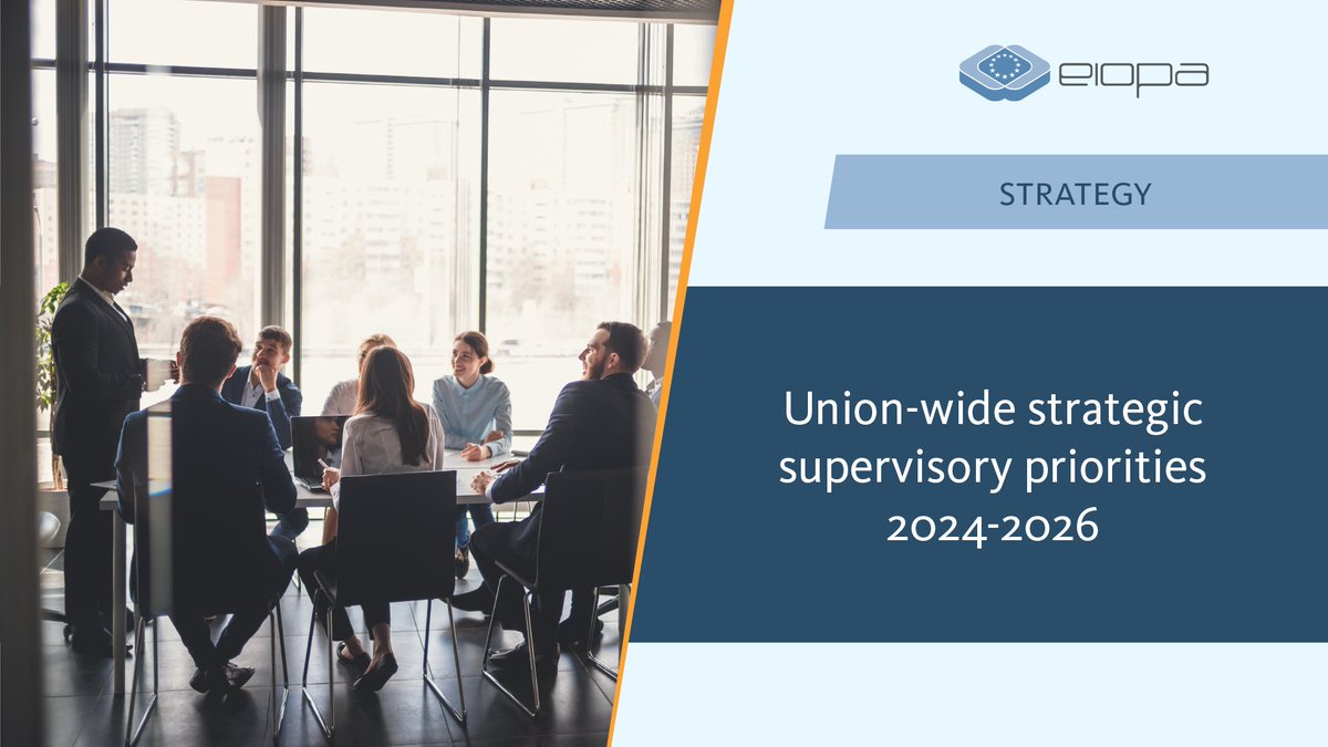 📢 EIOPA's Union-wide strategic supervisory priorities for the next three years are out! In 2024, we'll focus on: 🔹 Monitoring the macroeconomic environment 📉 🔸 Examining #risk transfers🔄 🔹 Ensuring #valueformoney💶 Discover more: europa.eu/!BxNx6w