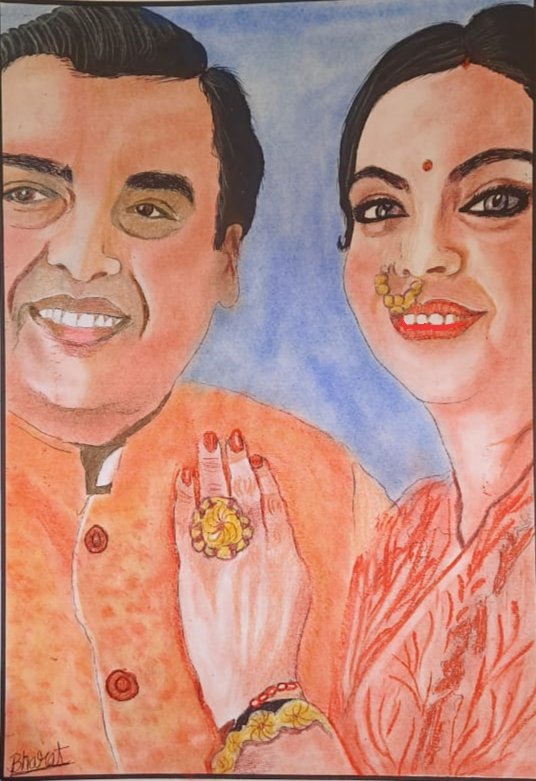 My new colour pencil sketch @Nitaambani56 @_MukeshAmbani @AmbaniHu @SrBachchan @narendramodi @OrryRobb