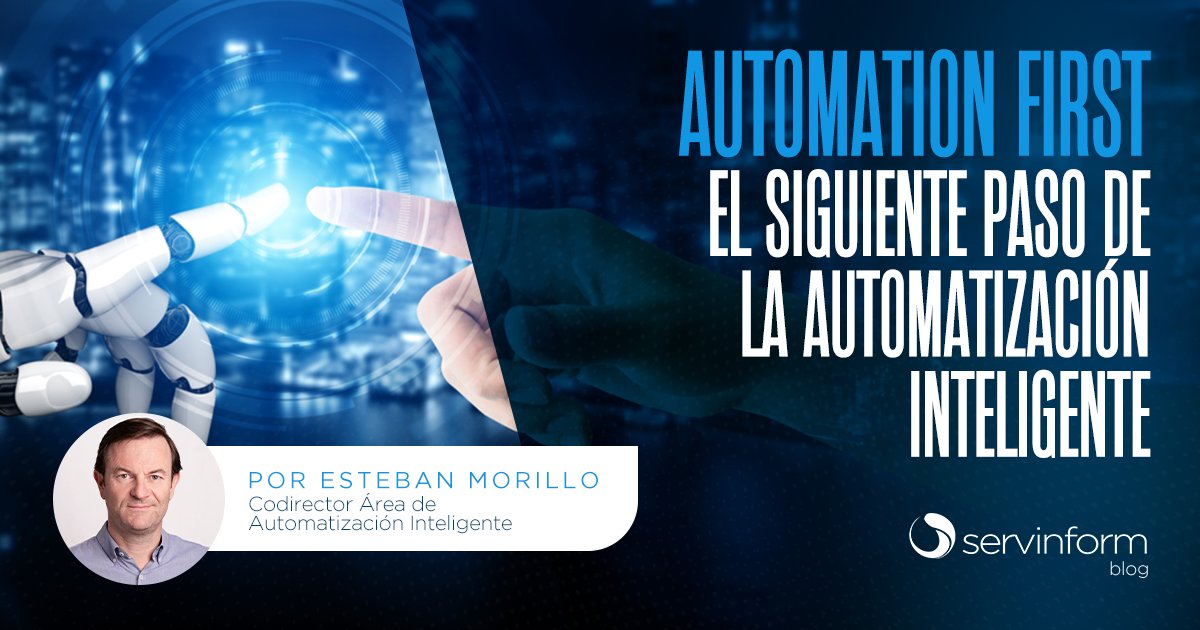Servinform's tweet photo. ¡Descubre la #AutomationFirst!
Un concepto pionero en el que ponemos al robot como primera opción para tareas rutinarias.
📌 Las máquinas supervisan y coordinan las tareas con la ayuda humana.
Te lo cuenta nuestro compañero Esteban Morillo en el #blog.
https://t.co/rne9iXisMV https://t.co/WCFw8WPqd9