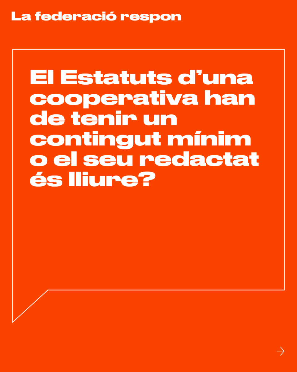 coopstreball's tweet photo. ❓A #LaFederacióRespon d'avui ens centrem en els #estatuts socials, el document que ha de regir el funcionament de l'organització.

🤔Però... sabem si els estatuts han de tenir un contingut mínim obligatori o aquest pot ser lliure?

T'ho resolem👇🏽 https://t.co/oxCFP0vph2