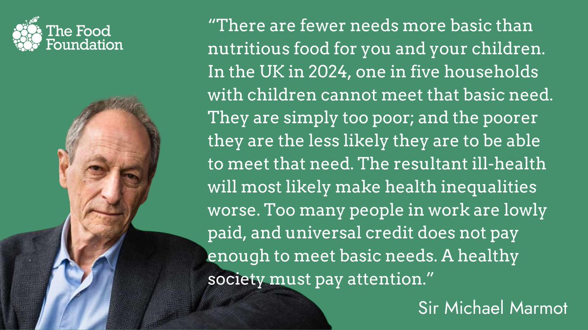🗣 'There are fewer needs more basic than nutritious food for you and your children' - says Sir Michael Marmot of UCL Institute of Health Equity

Data shows 8 million adults and 3 million children are experiencing #foodinsecurity and 60% are buying less fruit and 44% less veg.