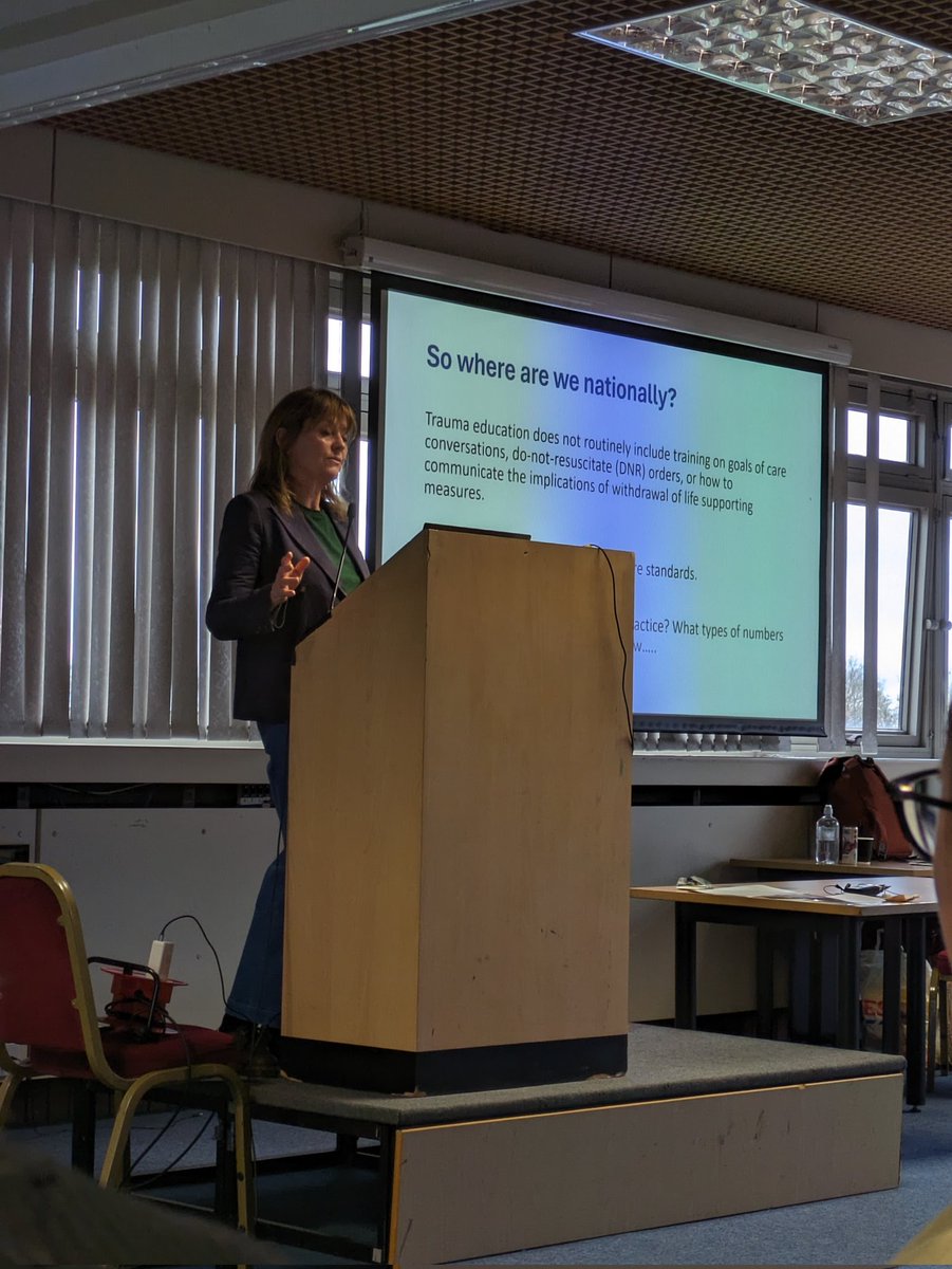 Really interesting first talk <a href="/TraumaCareUK/">Trauma Care Charity UK</a> <a href="/NMTNGUK/">NMTNG</a> nurses day from <a href="/TraumaEMC/">Elaine Cole</a> about the importance of palliative care in trauma, particularly why we don't address this in major trauma education - definitely something for us all to think about when planning our trauma courses!