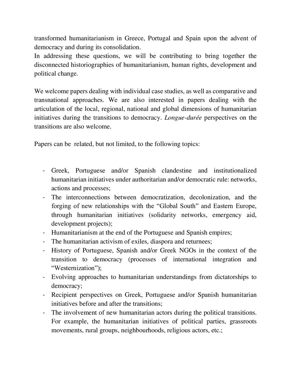 HumaneuromedErc's tweet photo. On the anniversary of 50 years from the end of authoritarian regimes in Greece, Portugal, and Spain... The @HumaneuromedErc team is organizing a new #Workshop on #democracy and #humanitarianism! 
Check the Call for Papers and send your abstract by May 15! 

#tweetstorians https://t.co/fgbxehz5si