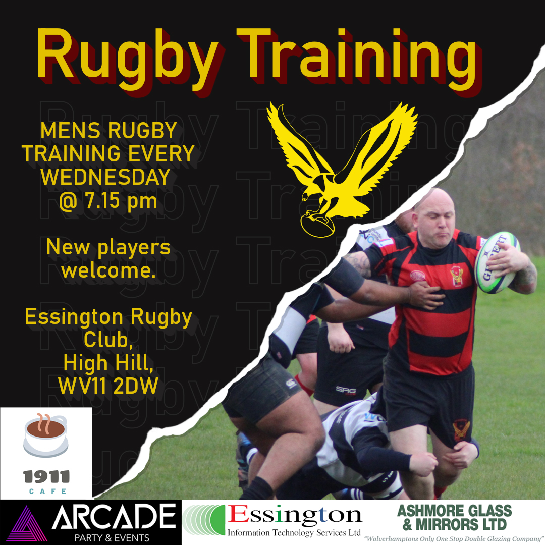 𝑹𝑼𝑮𝑩𝒀 𝑻𝑹𝑨𝑰𝑵𝑰𝑵𝑮 New or returning to rugby? Watching the Six Nations and want to give rugby a go? We welcome people of all levels and abilities. Come down to Essington Rugby Club and give us a try. Essington Rugby Club, High Hill, WV11 2DW Wednesday's @ 7.15 P.M.