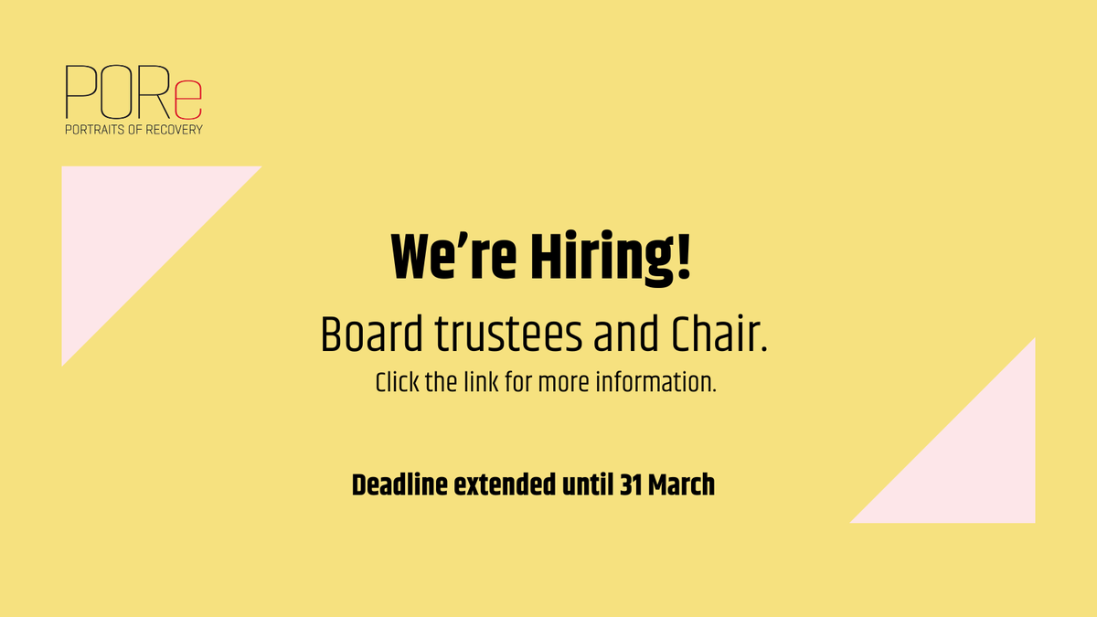 We’re extending the deadline for our board trustee positions! You’ve now got two (ish) more weeks to get applications in! So, if you want to help shape the conversation around recovery & help individuals & communities on their journey, apply now. 👇 tinyurl.com/3ynddm9x