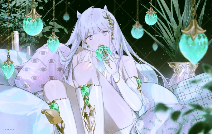 demon girl eating orb thing  