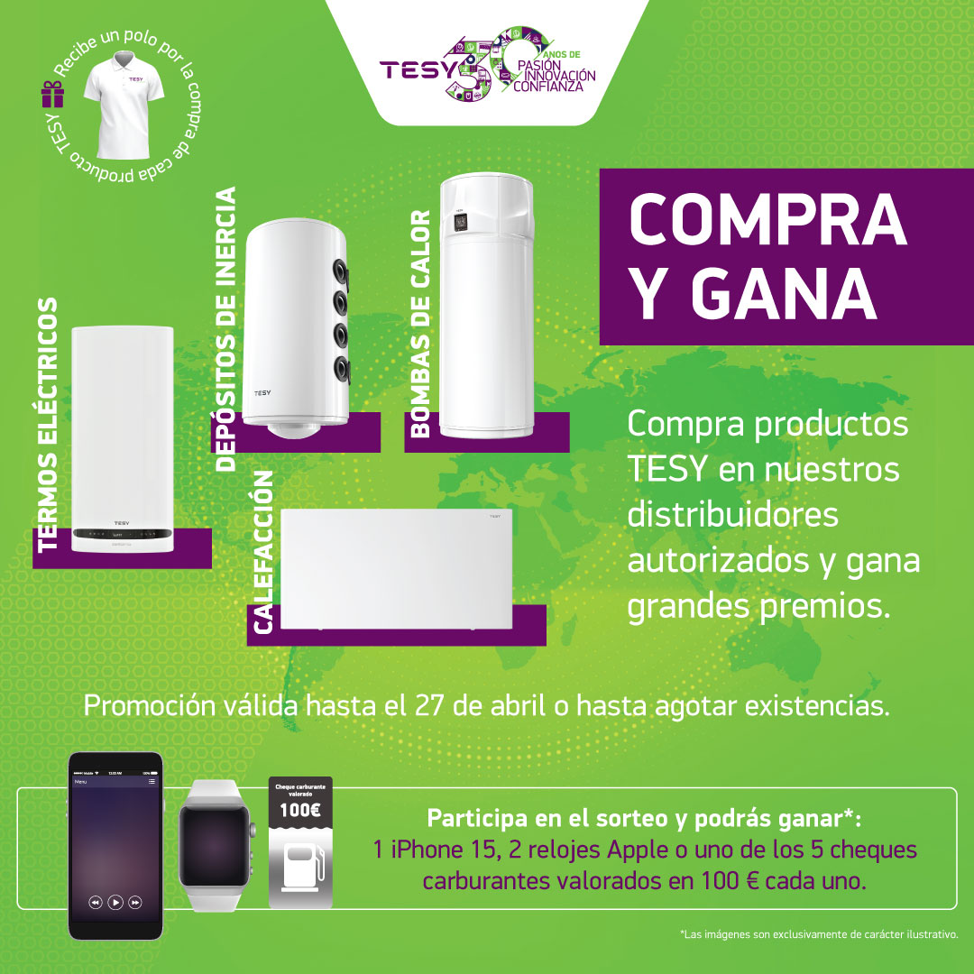 Sotec_LC's tweet photo. Instalador! recibe un fantástico regalo con tus compras de producto @TESYIberia 👕

- Termos 
- Depósitos de inercia
- Emisores eléctricos.
- Bombas de calor

Además tu cliente podrá registrar su factura y conseguir fantásticos regalos https://t.co/aJhLptaqfw