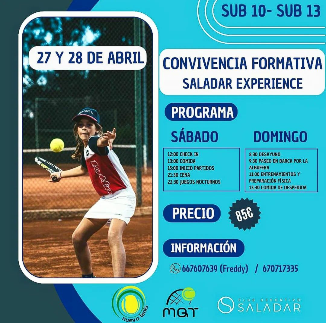 Para nuestr@s más jóvenes tenistas. Con el sello de Saladar Experience.