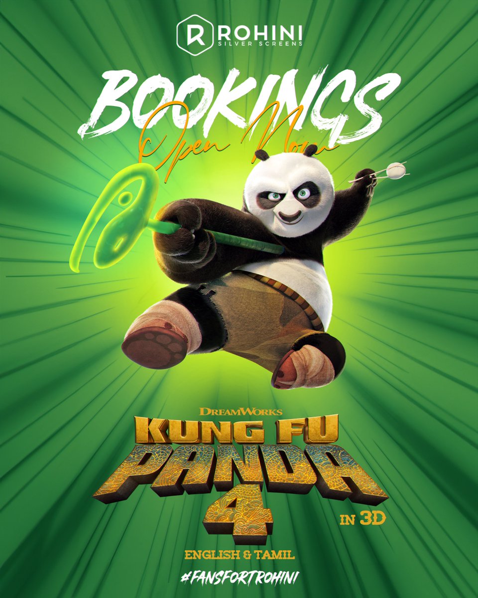 Bookings open now for #KungFuPanda4 in 3D at #FansFortRohini Book now --> in.bookmyshow.com/buytickets/roh…