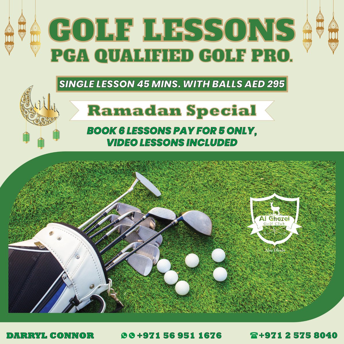 Ramadan golf lesson's  al ghazal golf club,number on poster below ,#golf,#al ghazal  #abudhabi
