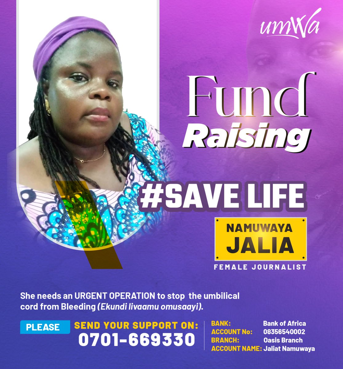 carthyapah's tweet photo. URGENT APPEAL! Namuwaya Jalia, a dedicated female journalist, urgently needs surgery to stop severe umbilical cord bleeding. Every contribution counts in saving her life. Let's rally together to support her. Please donate and spread the word #JournalistInNeed https://t.co/osl4Hsrdre
