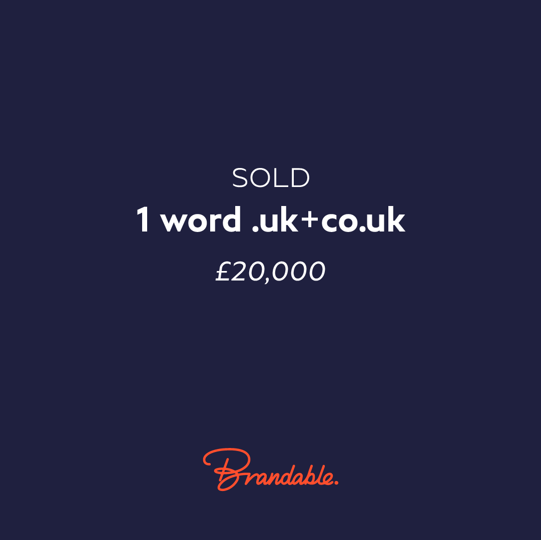 💥 SOLD 
🌐 1 word uk + co.uk
🤑 £20,000

Another nice sale on brandable.uk

2 weeks to pre-reg launch clients coming on platform.

#brandable #domainsale #nominet #ukdomains