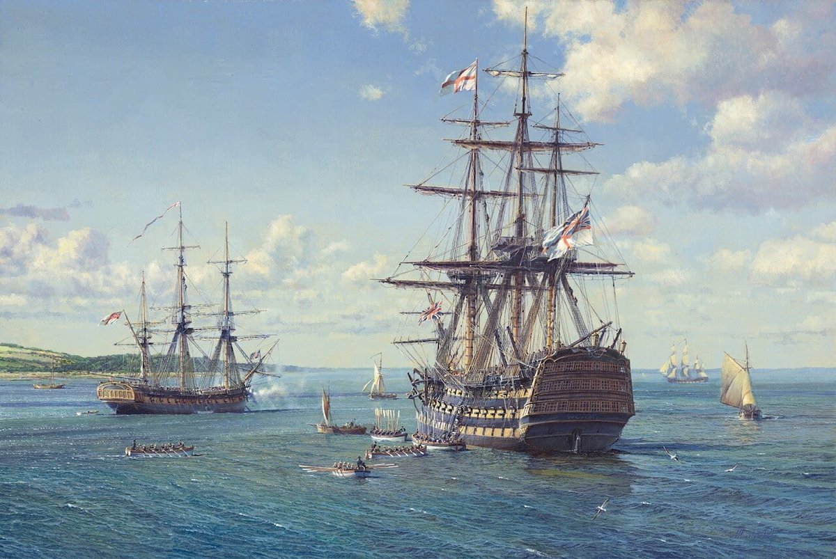 ‘I have their hearts now’ by Martin Platje Nelson going aboard Victory in 1805, prior to sailing to take command of the fleet off Cadiz. The quote is from his reaction to the crowds who cheered him off in Portsmouth. The frigate is HMS Euryalus. #Nelson #MarineArt #RoyalNavy