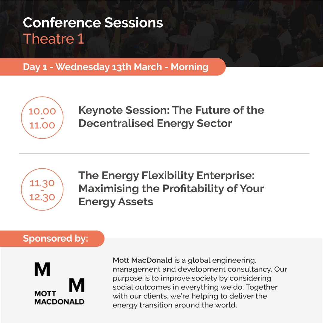 Morning session speakers: @theADEuk, @NationalGridElectricityDistribution, @bppulseuk, @OctopusEnergy, @energygovuk, @innovateuk, @Electron, @stateraenergylimited, @Gemserv & @ecotricity. Theatre 1 sponsored by @MottMacDonald. Full agenda: vist.ly/39ta4 #DES24