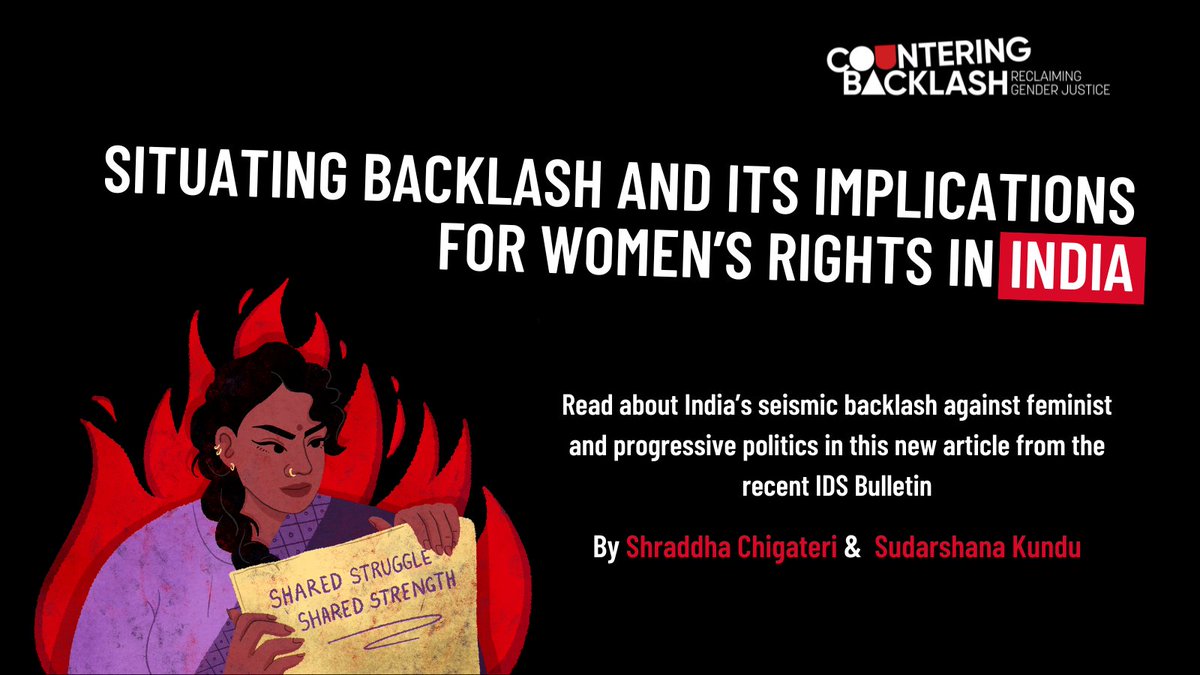 Countering Backlash (@counterbacklash) on Twitter photo Over the past decade, India has seen seismic #GenderBacklash, targeting the rights of marginalised women ♀️
Shraddha Chigateri & Sudarshana Kundu explore the nature of this backlash in the latest <a href="/IDS_UK/">Institute of Development Studies</a> bulletin.
Read here 👇
counteringbacklash.org/resource/bulle… Over the past decade, India has seen seismic #GenderBacklash, targeting the rights of marginalised women ♀️
Shraddha Chigateri & Sudarshana Kundu explore the nature of this backlash in the latest <a href="/IDS_UK/">Institute of Development Studies</a> bulletin.
Read here 👇
counteringbacklash.org/resource/bulle…