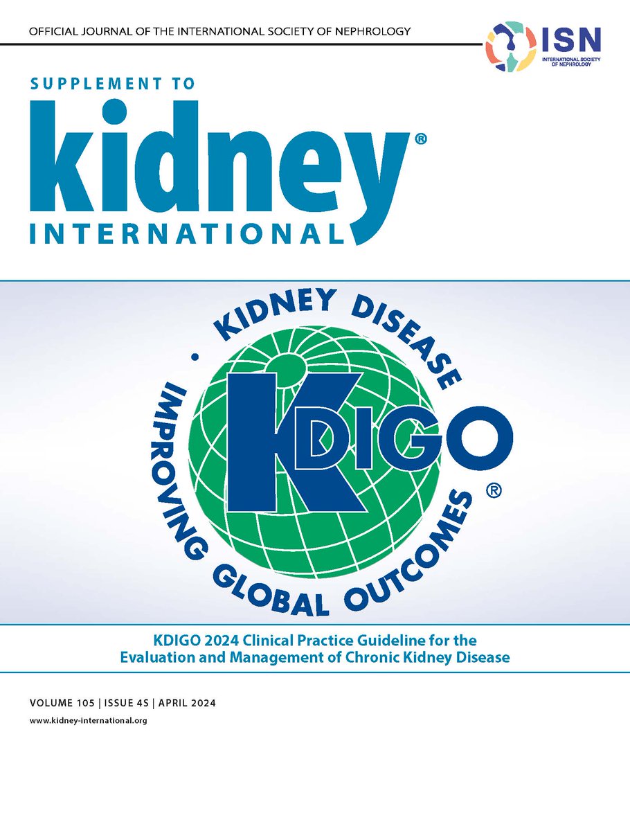 KDIGO is pleased to announce the publication of the 2024 Clinical Practice Guideline for the Evaluation and Management of Chronic Kidney Disease (CKD). Read the news release: kdigo.co/CKD-Guideline-… Download the guideline: kdigo.co/2024-CKD-Guide… Read the guideline in Kidney