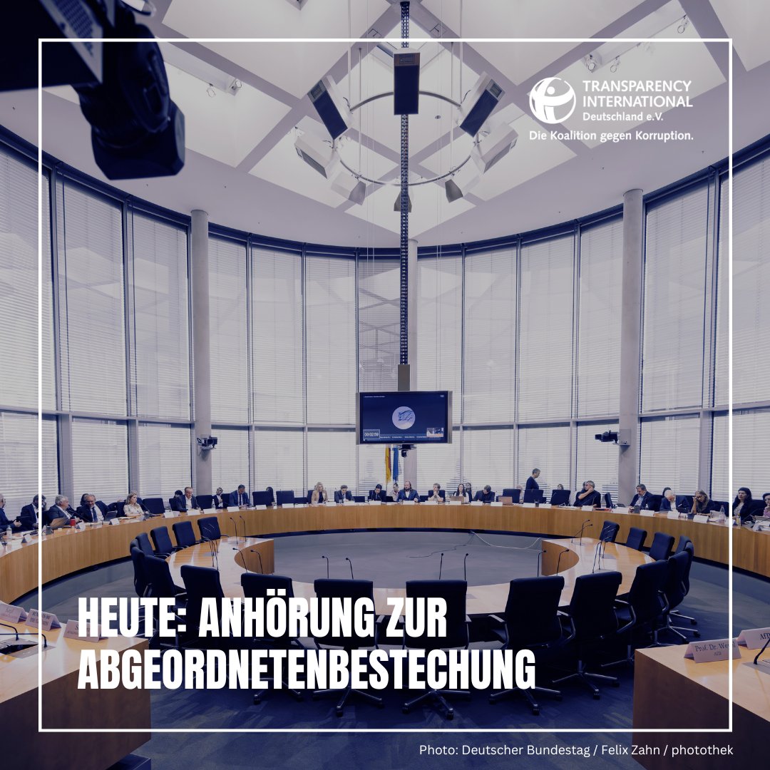 Wir begrüßen sehr, dass das Gesetz zur #Abgeordnetenbestechung endlich verbessert werden soll. Wir sind als Sachverständige zur #Anhörung im #Bundestag eingeladen, die jetzt um 11 Uhr beginnt (Livestream auf bundestag.de). Wir werden dabei deutlich machen, dass...