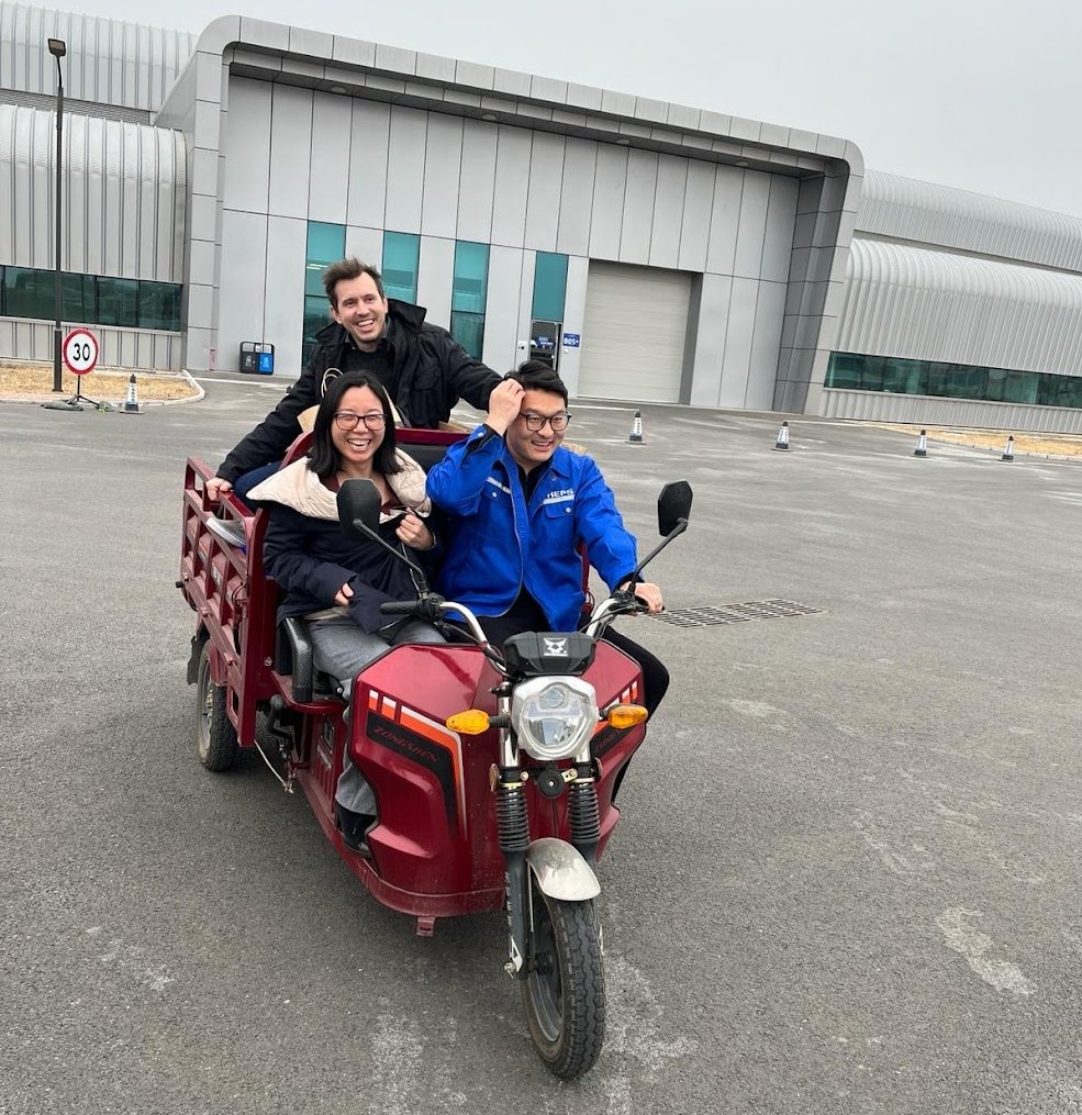 🌟 Greetings from HEPS China! We've successfully integrated the initial detectors for the HEPS BB Pink Beamline. And guess what? 3-wheel motorbikes are not just cool but crucial for our scientific missions, stylishly transporting our team and detector.