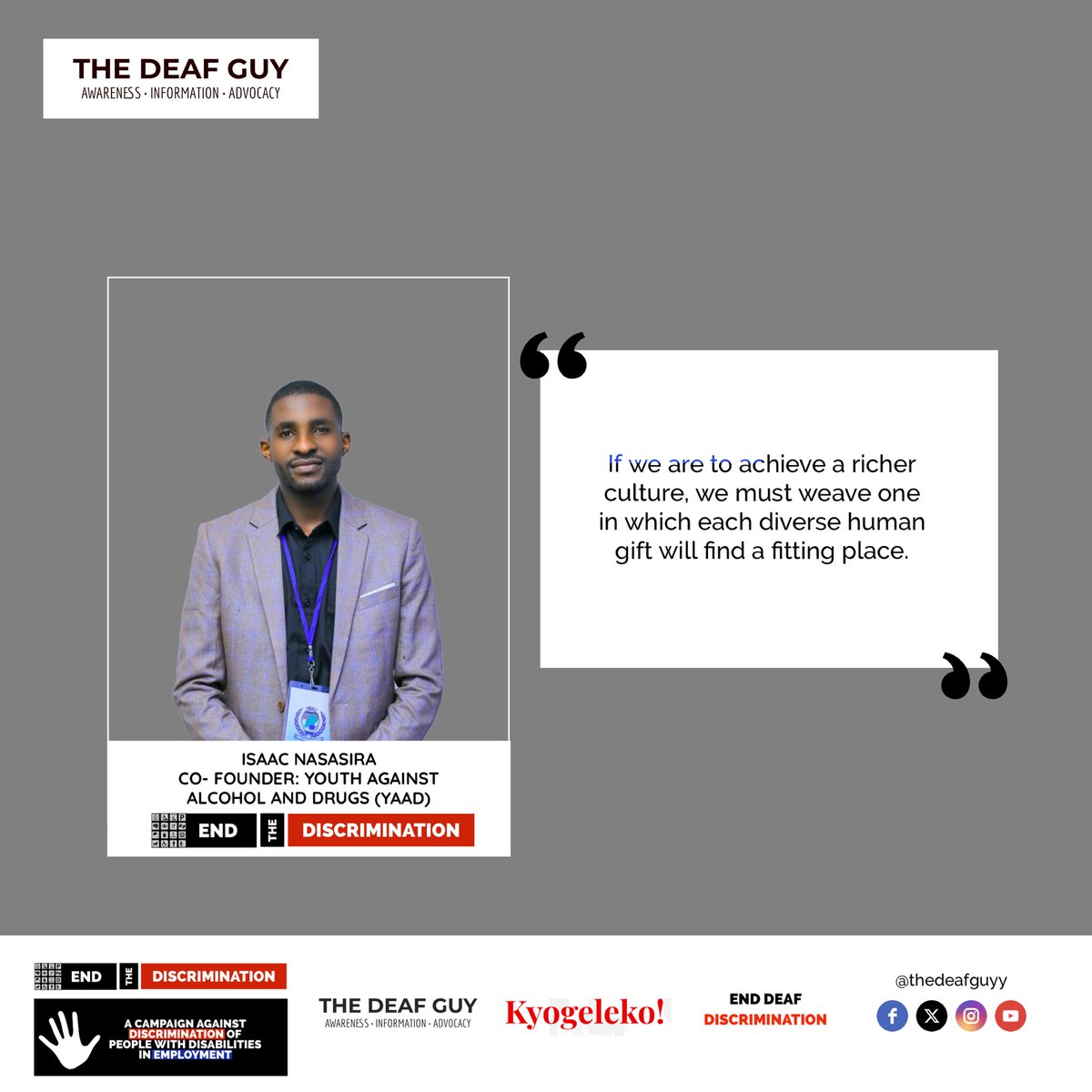 TheFirst_born's tweet photo. #DisabilityEmployment
Empathy and inclusion should be the heart of every workplace.

Let's recognize the incredible talents and perspectives persons with disabilities bring to the table. #InclusionMatters 
@YAAD_UG  @UNAUGANDA @thedeafguyy @lynderlinda https://t.co/ChFDjuK6oz