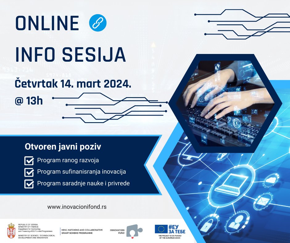 📢Pridružite nam se kao i svakog četvrtka na online info sesiji u 13 časova!
Da li ste spremili vaša pitanja?
Ostalo je još malo vremena za prijavu - rok je 1. april 2024.
🖱️ URL link: us06web.zoom.us/j/86373027646

#InfoSesija #Pitanja #PrijaviteSe