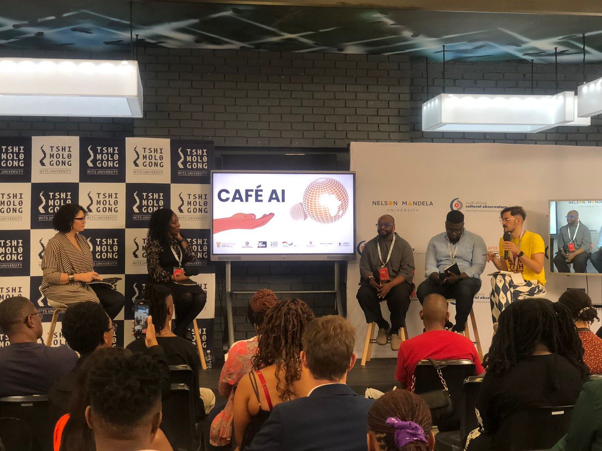 fakugesi's tweet photo. 🤖We kicked off the day with a debate Against AI and for AI. Our panelist had some great insights🤖
#CAFEAI #CreativeSector #technology #tshimologong #SACO https://t.co/zXLUsr0ViR