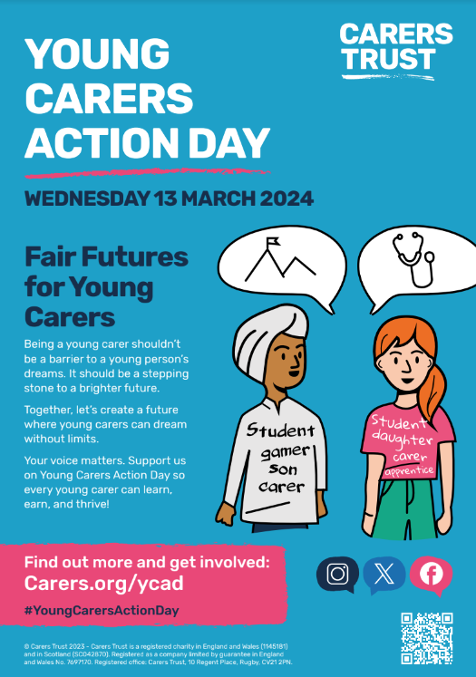Wellacre is supporting #YoungCarersActionDay

To find out more about this year's theme 'Fair Futures for Young Carers' visit: carers.org/YCAD2024

You can also visit our website to find out about support from Wellacre and <a href="/TraffordCarers/">TraffordCarersCentre</a>: bit.ly/49UMKED