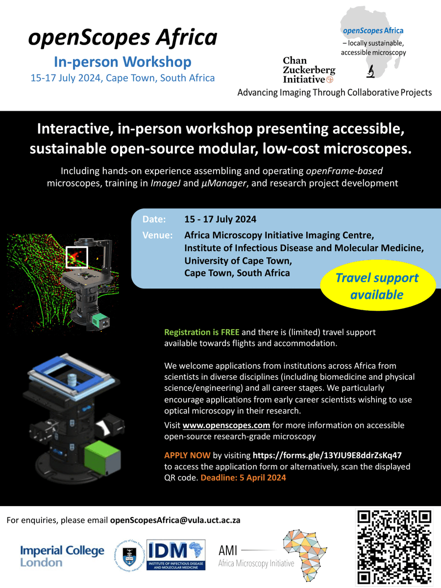 We are excited to share the news about our up-coming workshop series on openScope Africa. This includes an online workshop (11/4) and in-person workshop at AMI🇿🇦 (15/7 to 17/7)📅. Travel support is available for the in-person workshop! ✈️ Apply here: forms.gle/13YJU9E8ddrZsK…