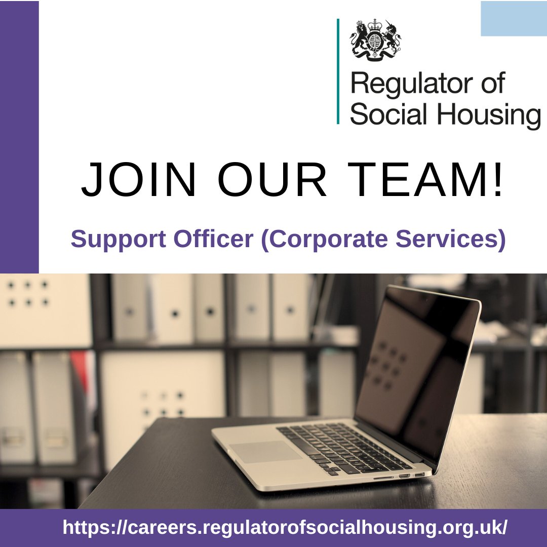 We are looking for a Support Officer to join us to provide support across our Corporate Services team. This opportunity will be for an 18 month fixed-term contract based in our Birmingham office. Find out more and how to apply here: …reers.regulatorofsocialhousing.org.uk/job/528195